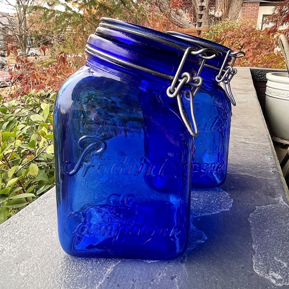 Vintage | Cobalt Blue Embossed Glass Canister - Picture 4 of 9